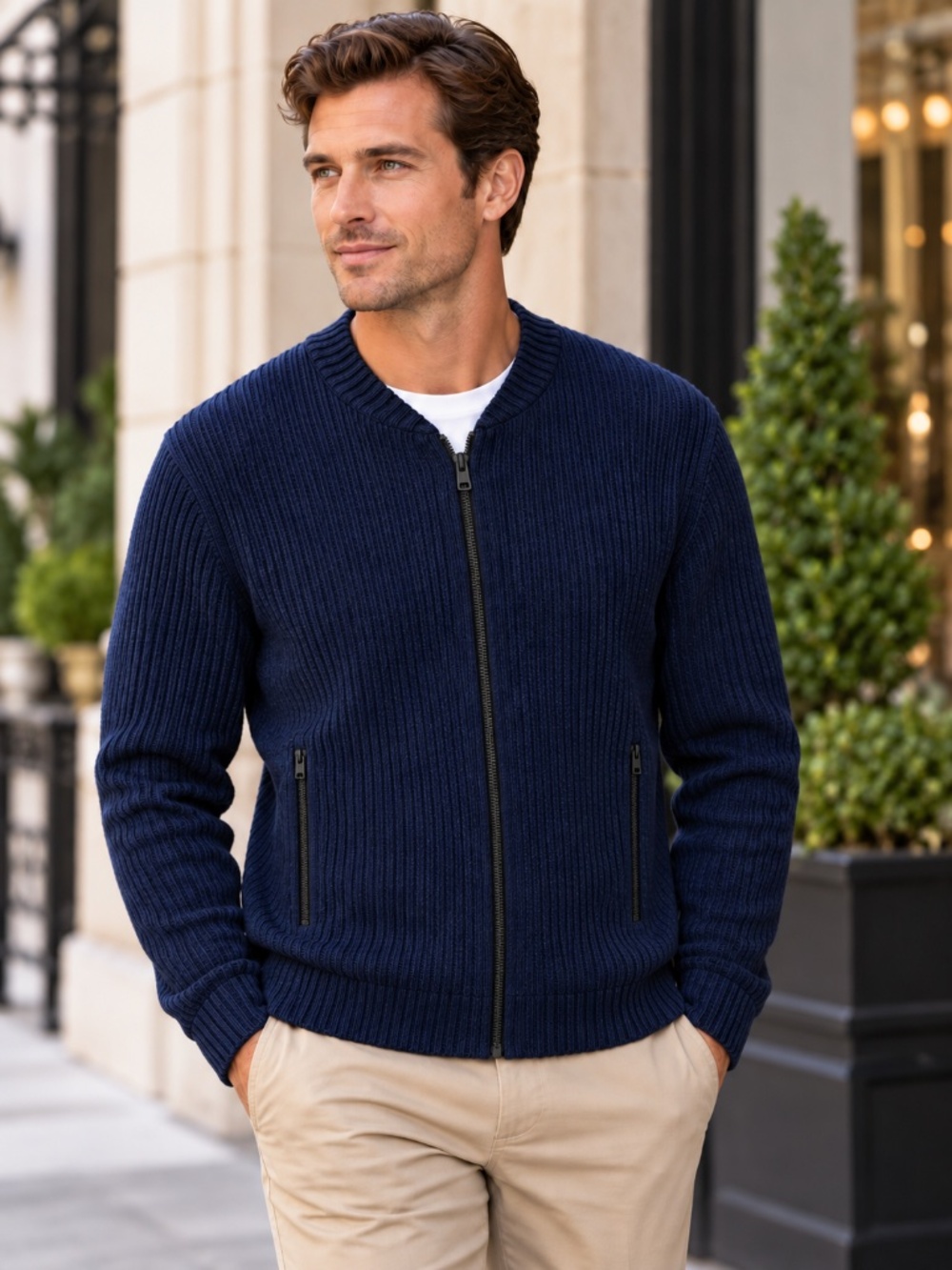 Aether Wool Full Zip Ribber Sweater Jacket